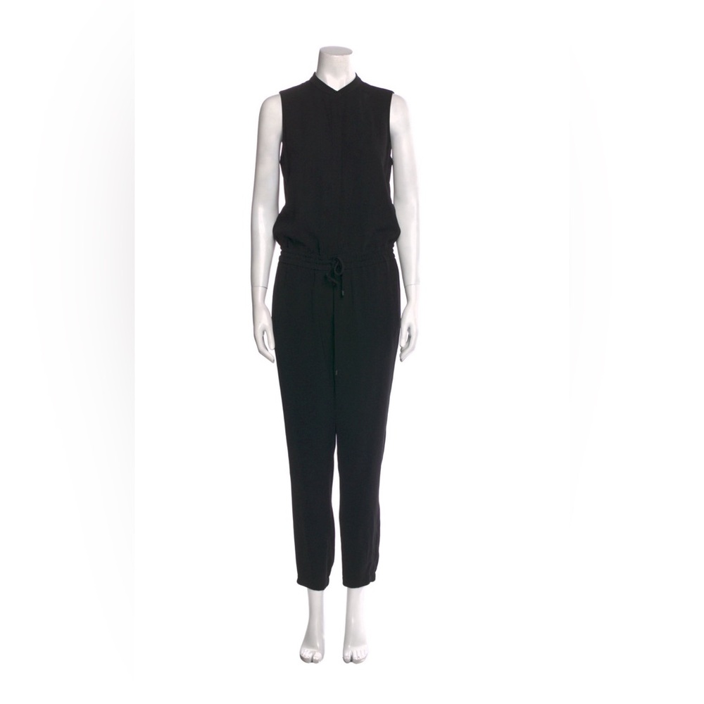Vince V Neck Jumpsuit Polyester Black